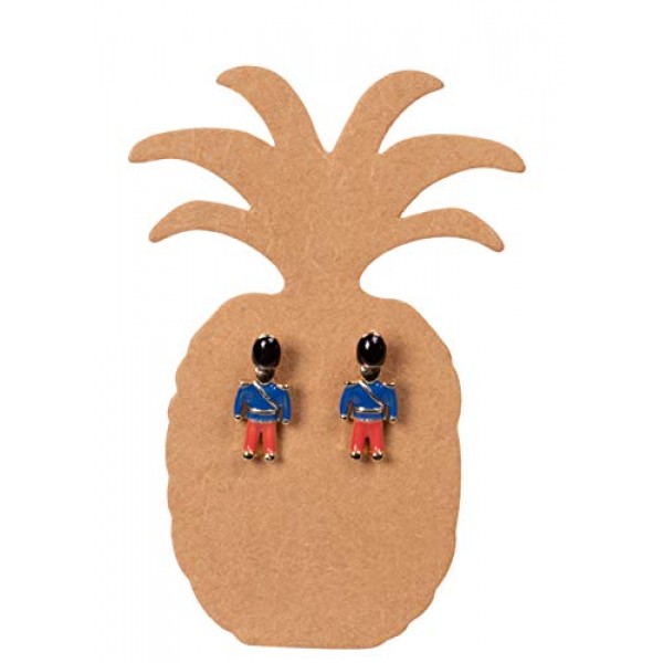 Earring Cards - 300-Pack Earring Card Holder, Pineapple Shaped Kraft Paper  Jewelry Display Cards for Earrings, Ear Studs, Brown, 1.75 x 2.5 Inches