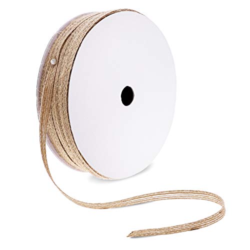 Genie Crafts 4 Rolls Natural Burlap Fabric .25 Inch Wide Ribbon fo...