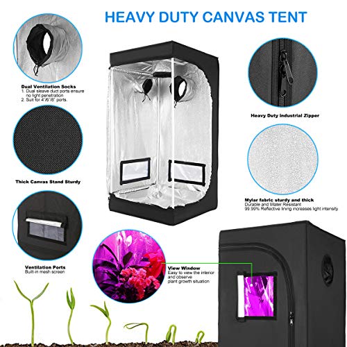 Grow Tent, Hydroponic Mylar Grow Tent Reflective Garden Growing Ro...