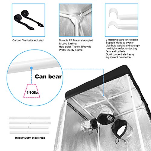 Grow Tent, Hydroponic Mylar Grow Tent Reflective Garden Growing Ro...
