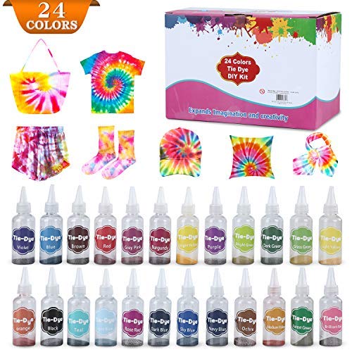 24 Colors Fabric Tie Dye Kit for Party, Gathering, Festival, User-...