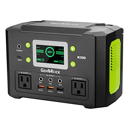 GENSROCK 300W Portable Power Station, 222Wh Solar Generator, Backu...
