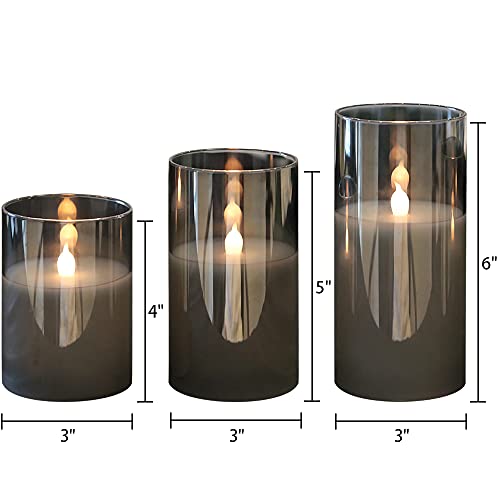 GenSwin Gray Glass Battery Operated Flameless Led Candles with 10-...
