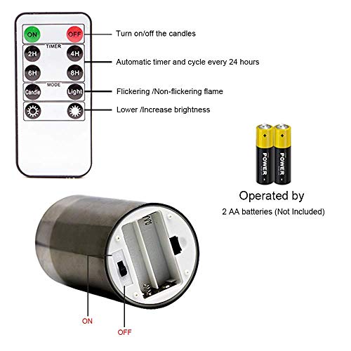 GenSwin Gray Glass Battery Operated Flameless Led Candles with 10-...