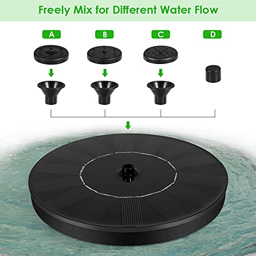 Solar Fountain Pump,3W Upgraded Bird Bath Fountain with 10 Styles ...