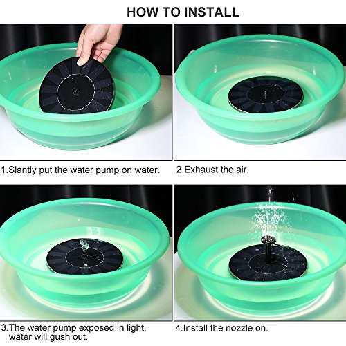 Solar Fountain Pump, Free Standing 1.4W Bird Bath Fountain Pump fo...