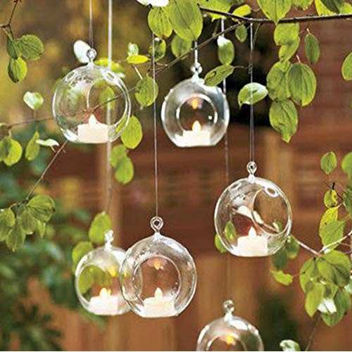 GEOLUX Set of 6 Hanging Glass Globe Plant Terrariums - Glass Orbs ...