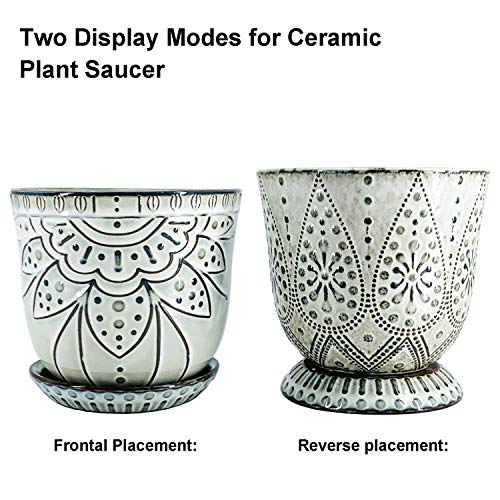 Gepege 6 Inch Beaded Ceramic Planter Set of 2 with Drainage Hole a...