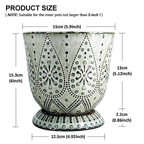 Gepege 6 Inch Beaded Ceramic Planter Set of 2 with Drainage Hole a...