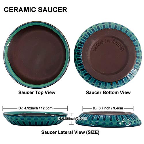 Gepege 6 Inch Beaded Ceramic Planter Set of 2 with Drainage Hole a...