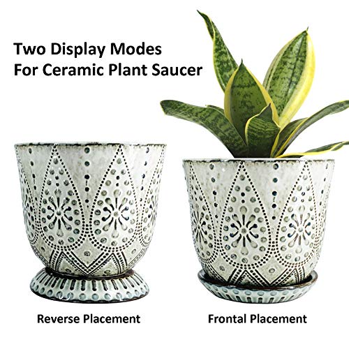 Gepege Ceramic Orchid Pot with Drainage Hole and Saucer for Plants...