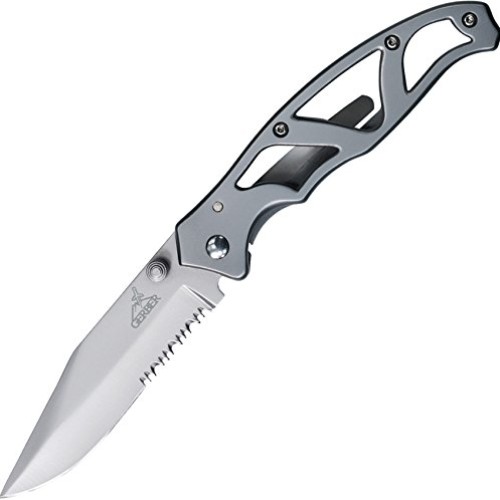 Gerber Paraframe I Knife, Serrated Edge, Stainless Steel 22-48443