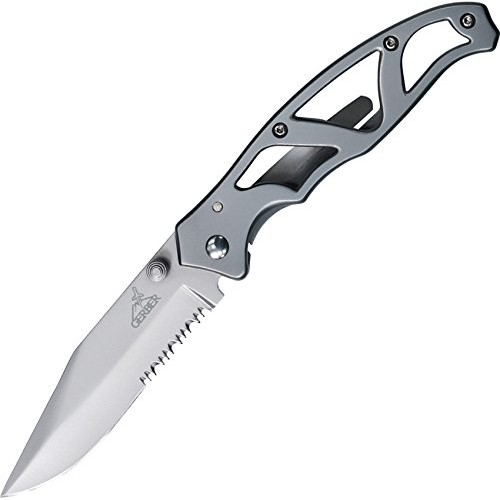 Gerber Paraframe I Knife, Serrated Edge, Stainless Steel 22-48443