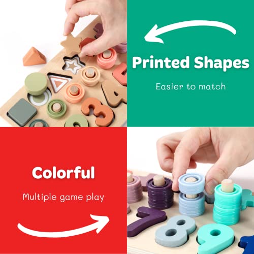 Toddler Montessori Toys Teaches Number , Counting , Math , Stackin...