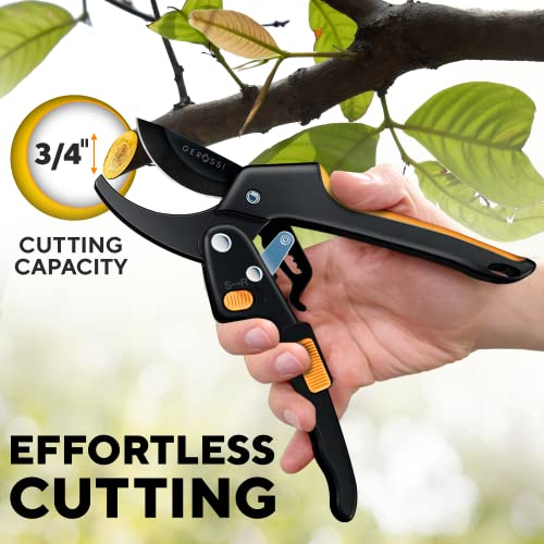 Heavy-Duty Ratchet Pruning Shears for Gardening - 8” Anvil Garden ...