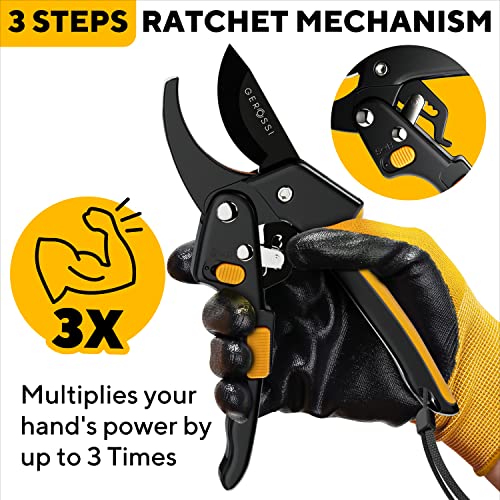 Heavy-Duty Ratchet Pruning Shears for Gardening - 8” Anvil Garden ...