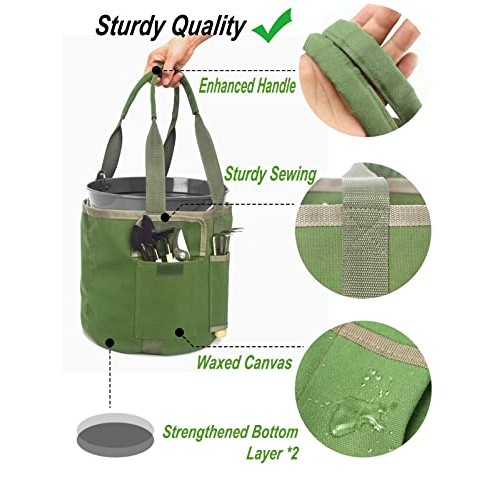 Garden Tools Bucket Bag,Gardening Organizer Tote for 5 Gallon Buck...