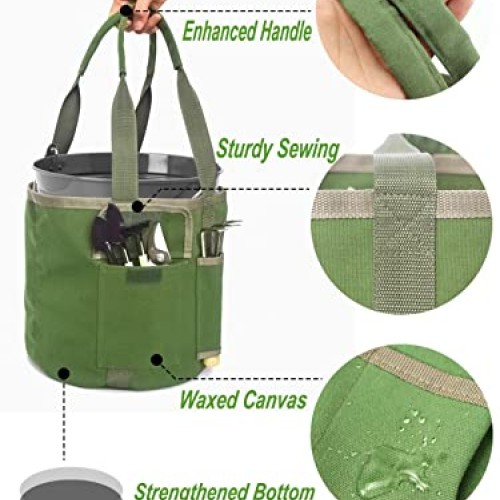 Garden Tools Bucket Bag,Gardening Organizer Tote for 5 Gallon Buck...