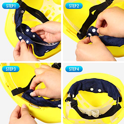12 Pieces Hard Hat Sweatband Washable Hard Hat Liner Reusable Snap...