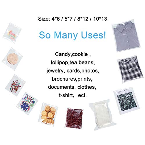 4 Size 240 Pieces Clear Plastic Bags, Resealable Cellophane Cello ...