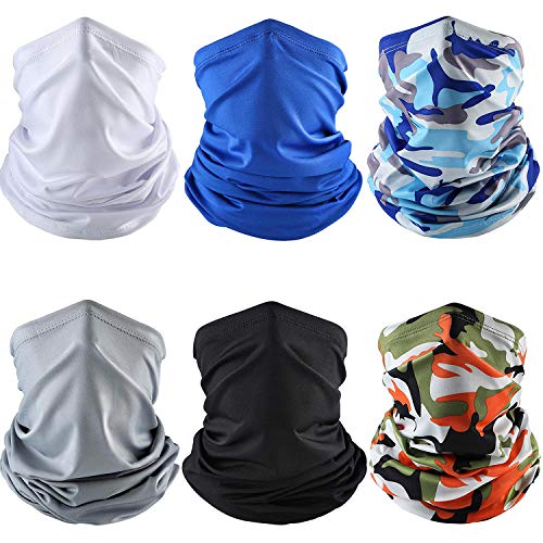 6 Pieces Summer UV Protection Face Cover Neck Gaiter Bandana Breat...