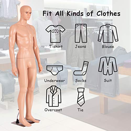 Giantex 6 FT Adjustable Male Mannequin Make-up Manikin Metal Stand...