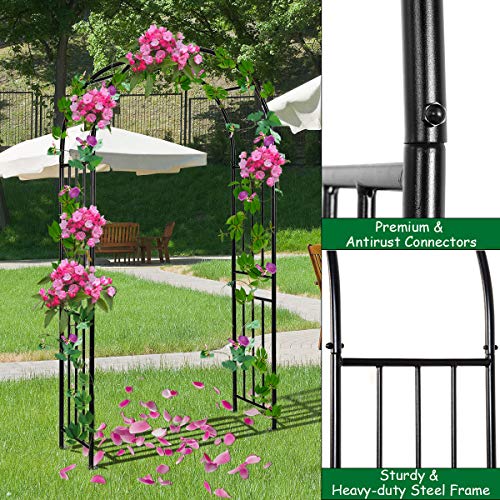 Giantex 7.2Ft Garden Arch, Outdoor Steel Arbor w/Stakes, Decorativ...