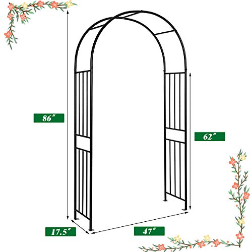 Giantex 7.2Ft Garden Arch, Outdoor Steel Arbor w/Stakes, Decorativ...
