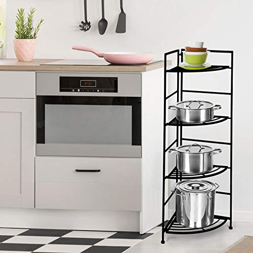 Giantex Foldable Corner Plant Stand, 4 Tiers Metal Plant Display R...