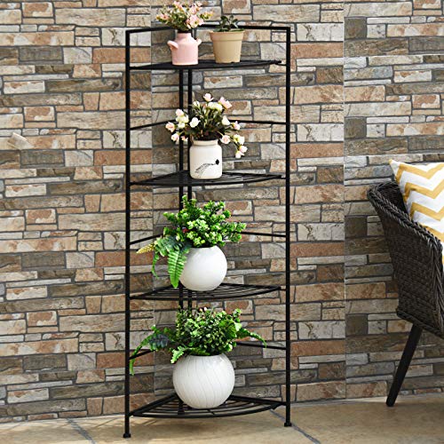 Giantex Foldable Corner Plant Stand, 4 Tiers Metal Plant Display R...