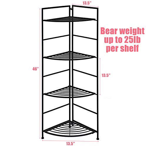 Giantex Foldable Corner Plant Stand, 4 Tiers Metal Plant Display R...