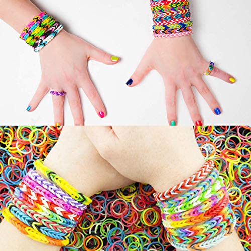 GIEMSON Rainbow Rubber Bands Refill Kit 11080+ Rubber Loom Bands K...