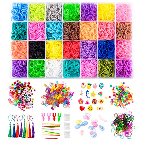 GIEMSON Rainbow Rubber Bands Refill Kit 11080+ Rubber Loom Bands K...