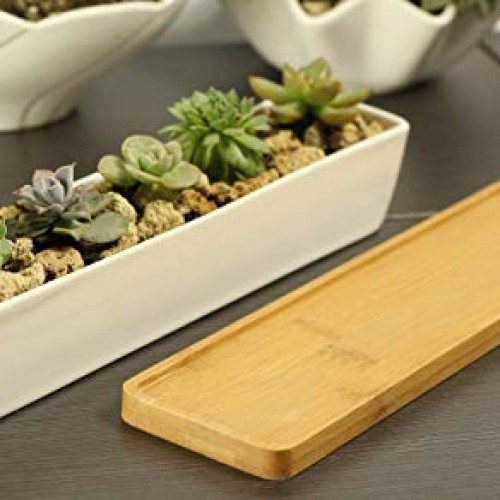 Gift Pro Plant Window Boxes 11.1 inch Long Rectangle White Ceramic...