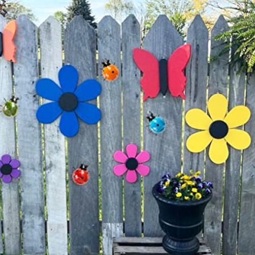 GIFTME 5 Metal Garden Wall Art Decorative Set of 4 Cute Ladybugs O...