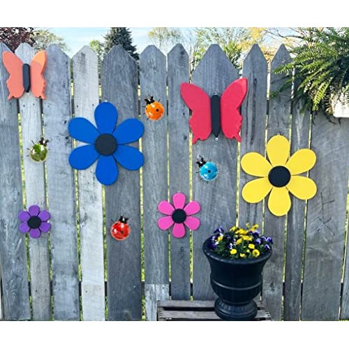 GIFTME 5 Metal Garden Wall Art Decorative Set of 4 Cute Ladybugs O...