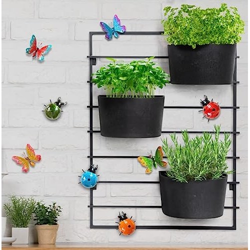 GIFTME 5 Metal Garden Wall Art Decorative Set of 4 Cute Ladybugs O...