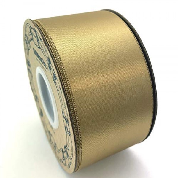 Gold Satin Fabric Wedding Ribbon - 2 x 50 Yards, Holiday Decor, C...