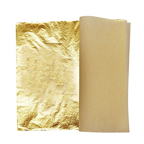Gigules 100 Sheets Imitation Gold Leaf 5.5 x 5.5 inches Gold Foil ...