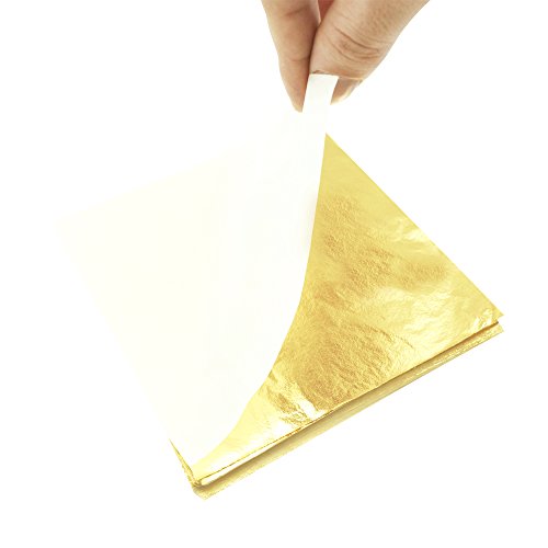 Gigules 100 Sheets Imitation Gold Leaf 5.5 x 5.5 inches Gold Foil ...