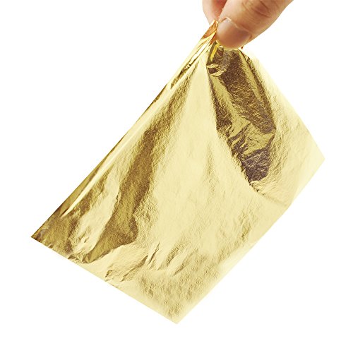Gigules 100 Sheets Imitation Gold Leaf 5.5 x 5.5 inches Gold Foil ...