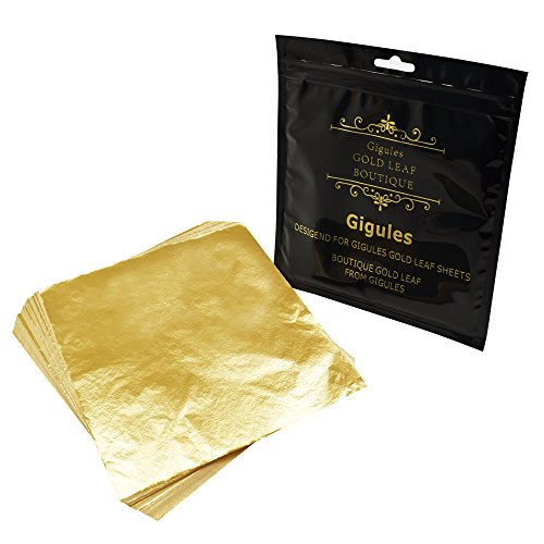 Gigules 100 Sheets Imitation Gold Leaf 5.5 x 5.5 inches Gold Foil ...