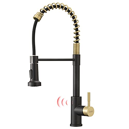 GIMILI Black and Gold Touchless Kitchen Faucet with Pull Down Spra...