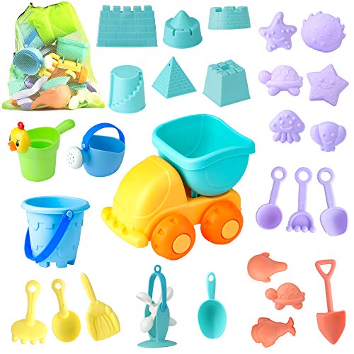 Beach Sand Toys Set for Kids - 28Pcs Sand Toys with Mesh Bag Inclu...