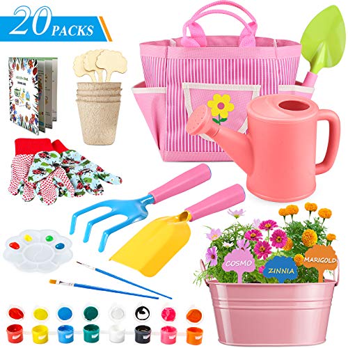 GINMIC Kids Gardening Tools with STEM Learning Guide, Washable Apr...