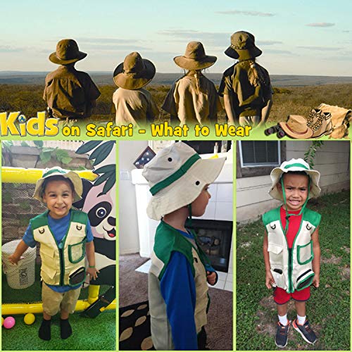 Safari Costume Cargo Vest and Hat for Kids, Outdoor Explorer Kits ...