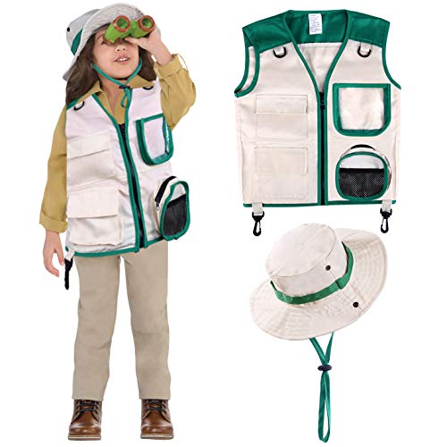 Safari Costume Cargo Vest and Hat for Kids, Outdoor Explorer Kits ...