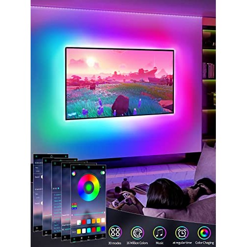 GIPOYENT Music Sync LED Backlight Strip for 45-75 Inch Home Theate...