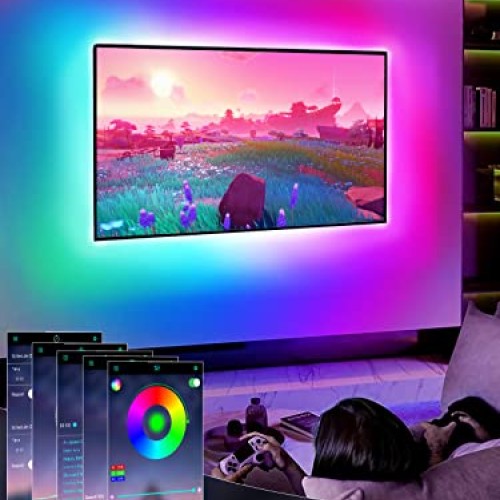 GIPOYENT Music Sync LED Backlight Strip for 45-75 Inch Home Theate...