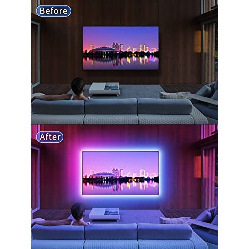 GIPOYENT Music Sync LED Backlight Strip for 45-75 Inch Home Theate...
